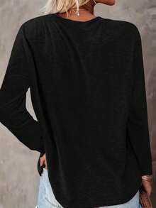 1 Pcs, Casual 100% Cotton Graphic Print Long Sleeve Tops, Y2K, Tops For Women, Fall Women Clothes, Going Out Tops Women, Vacation Outfits Women - 黑色10 - 查看 2