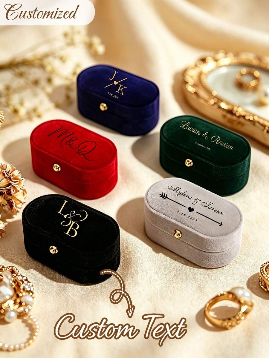 Personalized Wedding Ring Box, Engagement Ring Box, Proposal Ring Box, Modern Ring Box, Anniversary Gift With Custom Display Stand And Velvet Lining, Holds 2 Rings, Suitable For Wedding, Engagement, Proposal Jewelry Storage, Engraved