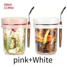 2pcs Reusable Overnight Oats Jars With Lids And Spoons 4-Piece Set, Large Capacity Airtight Oats Container With Measurement Lines, Portable Salad Cups, Suitable For Yogurt, Cereal, Milk - Multicolor - View 13