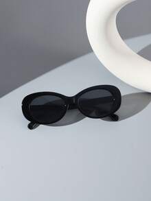 1 PC Men's Oval Fashion Glasses Classic Solid Color PC Frame Soft Tinted Lens Casual Versatile Lightweight For Vacation Outing With Glasses Box - Multicolor - View 3