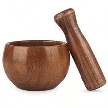 Wood Mortar And Pestle Set, Wood Grinder Bowl For Guacamole, Salsa, Herb Crusher And Pill,Local Shipping - Multicolor - View 1