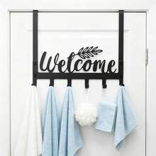 No-Drill Towel & Bath Towel Hook For Behind Door, Black Iron Rose TOWELS Hanging Rack, Bathroom Door Coat & Hat Rack, Multi-Hook Storage Rack For Bath Towels, Bedroom Door Behind Bag, Hat & Key Hook, Thanksgiving, Holiday, Perfect Gift Choice - View 7