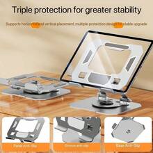 Adjustable Alloy Tablet Stand, Black Silver 360° Rotating, Non-Slip Stable Base, Foldable, Easy To Store And Carry, Suitable For 4-13 Inch Tablet Devices, Desktop Tablet Alloy Stand Foldable Rotating Portable Height Adjustable Cooling Stand - View 7