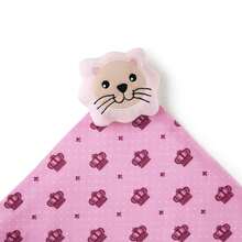 Sweet Baby Naninha Bordada Com Prendedor De Chupeta Pelúcia 100% Algodão Paninho De Apego Bebê Presente Maternidade - Leoa Rosa - Visão 3