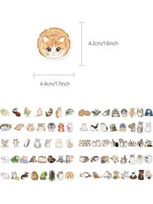 77pcs Cute Cartoon Cat Stickers For Scrapbook, Diary, Planner, Luggage, Laptop, Notebook, Phone Case, Guitar, Skateboard Decoration - Cartoon Cat and Dog - View 5