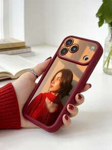 1pc DIY Customized Couple Family Photo TPU Thick Edge Anti-Drop Soft Phone Case Compatible With Apple Duo/18ProMax/17ProMax/16Pro/15/14Plus/13Pro/12ProMax/11/XsMax/8/7/6Plus Phone Accessories, Couple, Best Friend, Family, Valentine's Day, Anniversary, Birthday, Unique Personalized, Commemorative Gift. - Burgundy - View 4