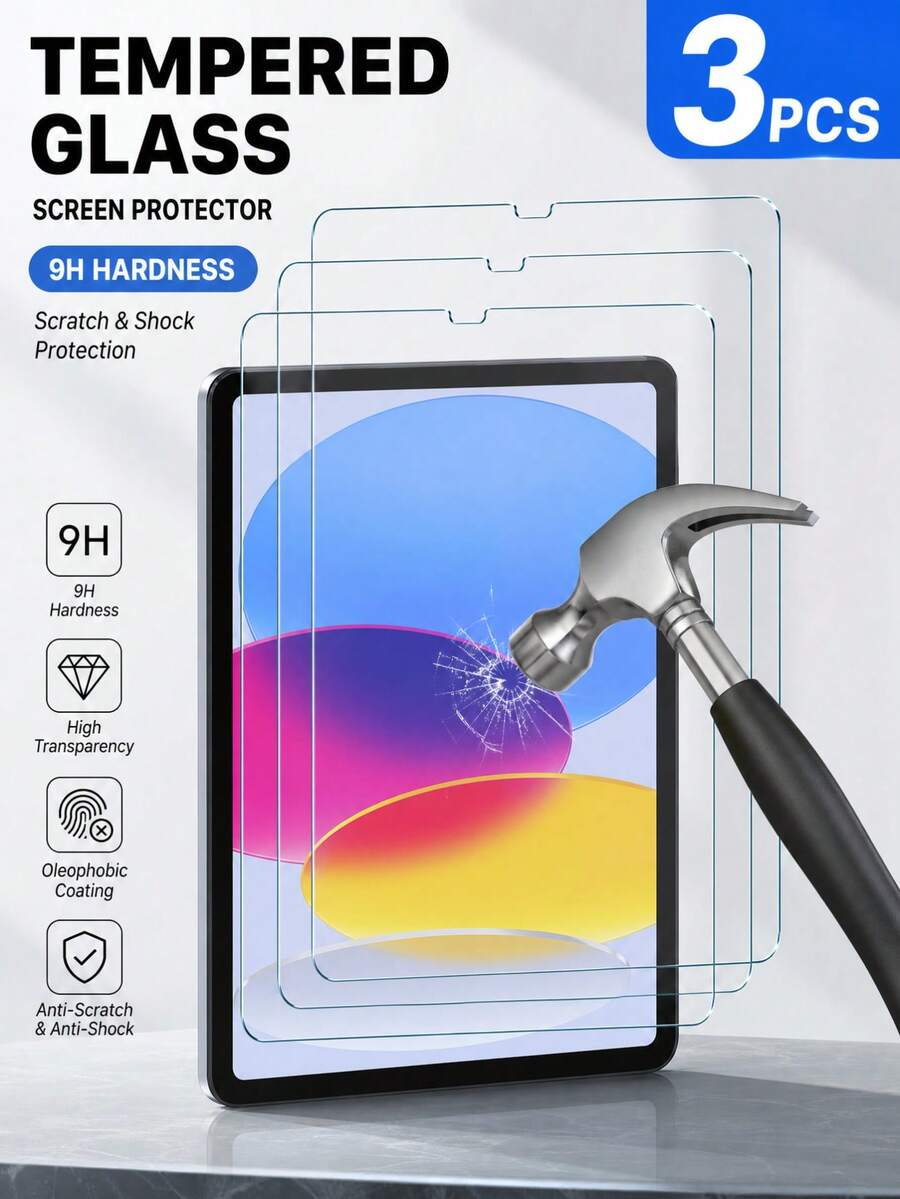 3pcs Screen Protector, Compatible With IPad 5/6/7/8/9 Generation 10.2/10.5 Inch, Air 1/2/3/4/5 Generation 10.9 Inch, Mini 1/2/3/4/5/6 Generation, Pro 11 Inch, 9.7 Inch Models (A16/10 Generation), Tempered Glass, Transparent, Compatible With IPad Series, Birthday/Gift For Family And Friends, Compatible With IPad Screen Protector, Compatible With IPad Accessories - 3PCS - View 1