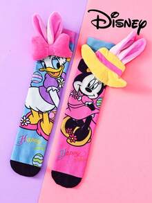1 Pair Disney Minnie Daisy 3D Decorative Long Socks, Cartoon Creative Colorful Fun Calf Socks - Multicolor - View 4