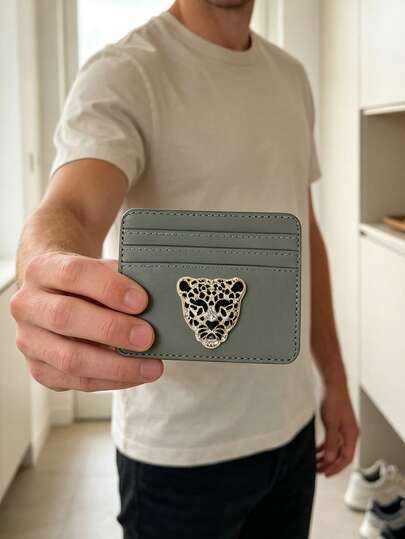 Rhinestone Leopard Head Card Holder, Luxury INS Style Mini Card Case, Fashionable High-End Wallet, Multi-Slot Card Storage Bag, Women's Fashion Card Holder, Also Practical For Men To Store Bank Cards And ID Cards, Essential For Back To School And Travel, Unique Teacher's Day Gift, Birthday Gift, Holiday Gift, Party Gift, Vacation Gift, Wedding Gift, Back To School Gift, Halloween, Christmas Gift