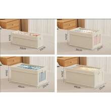 1/2pcs Fabric Storage Box With Visible Window And Lid, Linen Material Closet Organizer - Beige - View 10