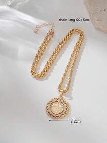 Herseygold 1pc Golden Plated Alloy Coin Pendant Necklace Suitable For Daily Wear - Yellow Gold - View 4