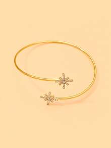 STONEFANS 1pc Women's Gold-Tone Double Starburst Rhinestone Upper Arm Cuff, Adjustable Open Armlet Bracelet For Wedding, Prom, Party & Festival - Gold - View 7