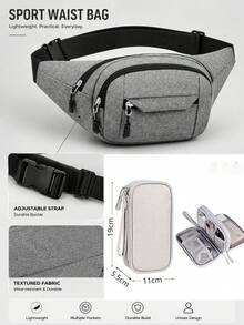 Unisex Waist Bag With Adjustable Shoulder Strap And Multiple Zipper Pockets, Suitable For Outdoor Sports, Commuting And Multi-Functional Travel, Available In Multiple Colors - Multicolor - View 12