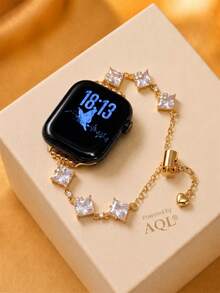 Premium Starry Sky Watch Band For Apple Watch New Models 38/40/41/42/44/45/46/49mm, Compatible With Ultra/SE 2/SE 1/Series 11/10/9/8/7/6/5/4/3/2/1 - Platinum Square Diamond - View 6