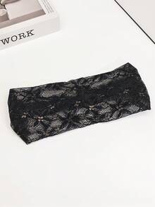 1pc Women's Wide Lace Headband, French Vintage Floral Print Hair Accessory, Suitable For Daily/Date/Vacation - Multicolor - View 12