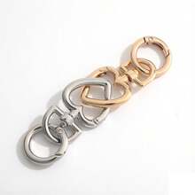 2pcs Heart Keychain Clip, Metal Spring Heart Rings Hook Key Ring Clips For Purse Bag Charms Women's Keychain - Multicolor - View 8