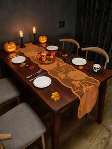1/12 buah Taplak Meja Renda Halloween Thanksgiving, Dekorasi Meja Makan Rumah, Restoran, Perjamuan, Pesta, Dekorasi Liburan - Jeruk - View 4