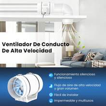 6-Inch Inline Duct Fan 75W Industrial Air Extractor For Grow Room, Hydroponics, Bathroom, Kitchen - US A Type Plug(110-127V) - View 2