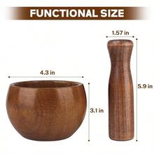 Wood Mortar And Pestle Set, Wood Grinder Bowl For Guacamole, Salsa, Herb Crusher And Pill,Local Shipping - Multicolor - View 3
