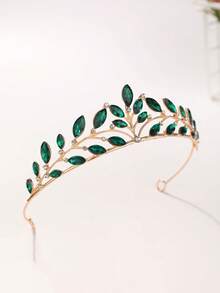 1pc Bridal Wedding Crown Headpiece Crystal Rhinestone Embellished Hair Hoop New Style Tiara - 44026 Green - View 8