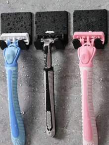 No-Drill Self-Adhesive Razor Holder, Waterproof Bathroom Shaving Razor Hook Storage Rack, Suitable For Manual Razors, Black/White Optional - A - View 4