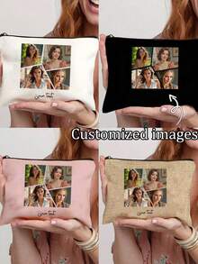 Customizable Clutch Bag With Printed Photos/Illustrations. Personalized Cosmetic Bag. Suitable For Holidays/Vacations, School - Multicolor - View 5