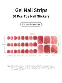 Cross-Border New Arrival Semi-Cured Gel Summer Toe Nail Stickers, Glitter Flash Design, In Stock Wholesale, Waterproof & Long-Lasting - Pink - View 4