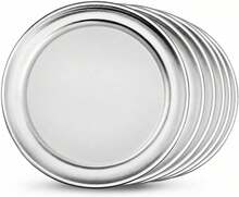 New Star Foodservice Restaurant-Grade Aluminum Pizza Pan/Tray, Wide Rim, 8 Inch, Pack Of 6 - ColorA - View 1