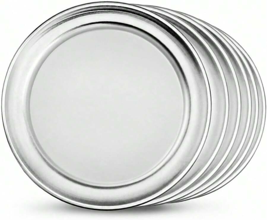 New Star Foodservice Restaurant-Grade Aluminum Pizza Pan/Tray, Wide Rim, 8 Inch, Pack Of 6 - ColorA - View 1