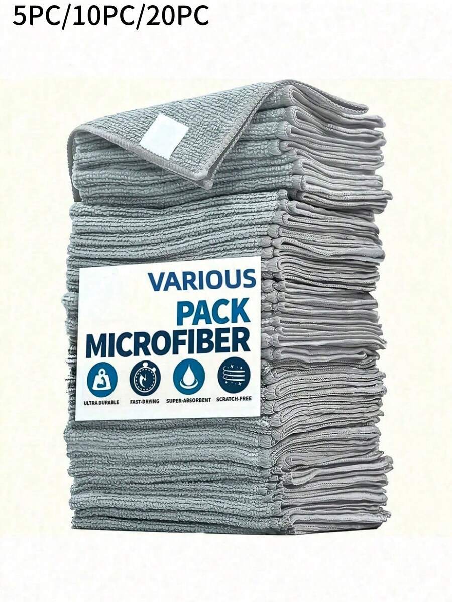 20/10/5pcs Black Microfiber Cleaning Cloths - High Performance - Lint-Free - Scratch-Free, Super Absorbent Microfiber Towels For Streak-Free Mirror Shine, Suitable For Cars, SUVs, RVs, Trucks And Boats - Car Wash Cloth