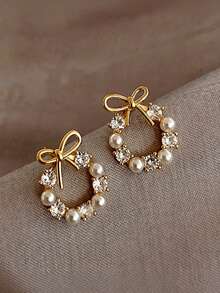MESTILO 1 Pair Banquet Alloy Colorful Rhinestone Flower Basket Stud Earrings, Suitable For Women's Wedding Dress, Women's Jewelry, Valentine's Day Gift, Suitable For Mom, Mother's Day, Mother's Day Occasions - Multicolor - View 6