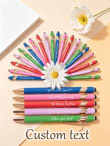 20/50pcs Personalized Metal Ballpoint Pens - Customizable Name, Random Color Options, Logo And Blessing Message - Ideal For Corporate Bulk Gifts, Student Rewards And Company Promotion - Perfect For Christmas, Mother's Day, Father's Day, Birthday And Colleague Celebrations - Sets - View 8