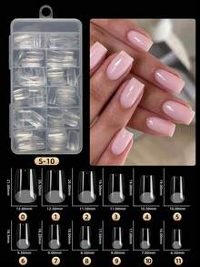 120pcs Short Medium Long Almond Shape Acrylic False Nails, 12 Sizes Semi-Matte Glossy Full Coverage Soft Gel Nail Tips, Home Manicure Salon DIY Nail Supplies - Clear - View 13