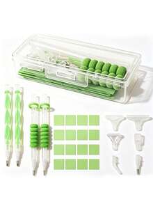 Bộ dụng cụ vẽ tranh kim cương với bút công thái học, keo, sáp, đầu bút thay thế, hộp đựng, tác phẩm thủ công cho người lớn mới bắt đầu - A - Xem 9