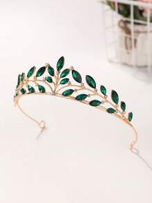 1pc Bridal Wedding Crown Headpiece Crystal Rhinestone Embellished Hair Hoop New Style Tiara - 44026 Green - View 7