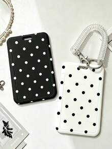 Classic Polka Dot Pattern Card Holder, Suitable For ID Card/Access Card, Gift, Also Suitable For Student ID, Meal Card, Subway Card, Bus Card, Student Pickup Card - Anti-Loss Hard Shell Card Box Card Holder Card Wallet Business Card Holder Credit Card Holder ID Card Holder Women's Card Wallet - Multicolor - View 2