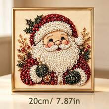 聖誕珍珠鑽石畫手工藝套件附框,聖誕珍珠珠手工藝術品,適合成人,居家牆面裝飾 - A - 查看 3