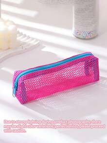Colorful Mesh Pencil Case, Multi-Pocket Portable Stationery Bag, Suitable For Students, Back To School Essential, Pencil Box, Sta, First Day Of School - Multicolor - View 8