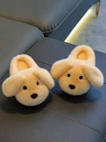 1 Pair Unisex Plush Slippers, Dog Ear Design, Fuzzy Lining, Non-Slip Soft Rubber Sole, Suitable For Toddlers And Children's Indoor Warm Home Slippers - Yellow - View 5
