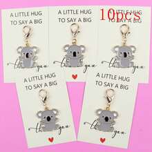 5pcs/10pcs Cute Koala Enamel Lobster Clasp Keychain, "A Little Hug To Say A Big Thank You" Paper Card, Animal Pocket Hug Gratitude Gift - Multicolor - View 10