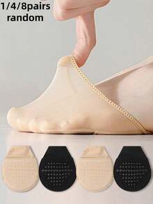 1/4/8 Pairs Women's Soft Padded Non-Slip Invisible Half Socks With Grip Sole, Suitable For Daily Casual Wear, Back To School Season - Beige - View 12