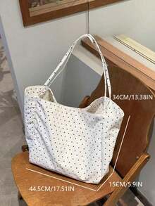 New Women's Polka Dot Large Capacity Shoulder Bag, Tote Bag, Oversized Casual Shoulder Travel Bag, Versatile Daily Jacquard Shoulder Bag, Women's Shoulder Bag, Korean Minimalist Style Large Capacity Polka Dot Underarm Bag - Lightweight And Fashionable, Suitable For Commuting, Shopping And Daily Wear (Niche Design), College Essential, Travel Essential, Back To School, Travel Organizer - Multicolor - View 12