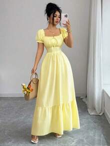 Women Short Dresses - Yellow - View 6