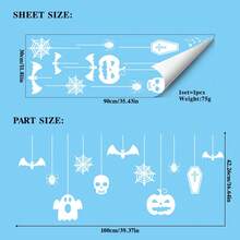 1pc Halloween Theme Glass Window Decorative Sticker, Reusable Static Cling Decal For Home Double Sliding Glass Doors, Bedroom Floor-To-Ceiling Windows, B&B Guest Rooms, Escape Rooms, Cocktail Bars, Supermarket Display Windows, Halloween Party, Halloween Decoration Gift - Halloween Window Decor Stickers - View 12