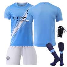 26 camisetas de fútbol azules del Manchester City para el hogar, número 9 Haaland, número 10 Grealish, número 11 De Bruyne, número 17 De Bruyne. - Amarillo - Ver 2