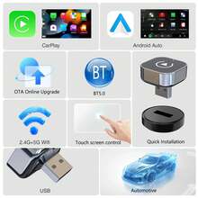 2026新款 2合1無線CarPlay與Android Auto轉接器，即插即用CarPlay轉換器，快速自動連接，無延遲，輕巧設計，相容與Android，配備USB/USB-C接口，Android無線CarPlay，車用音響升級，現代汽車配件 - A - 查看 8