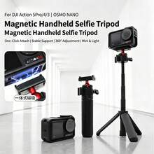 便攜式磁吸 360°可旋轉相機支架三腳架自拍棒，適用 OSMO Action6/5Pro/4/3 Nano，戶外運動桌面 Vlog 拍攝延長桿 - 查看 3