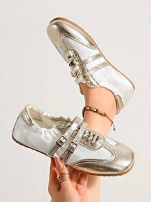 2026 Spring/Summer New Women's Bow Decor Ballet Flats - Gold - View 10