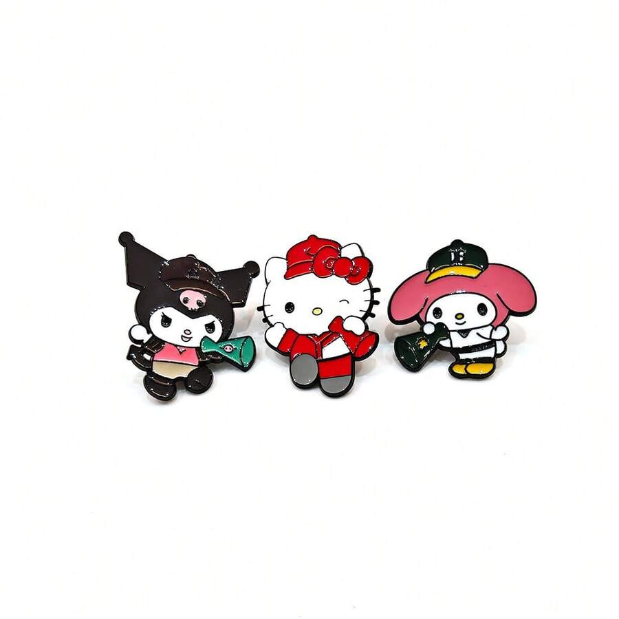 SANRIO 1件可愛卡通三麗鷗胸針,萬聖節與聖誕節金屬徽章,Hello Kitty胸針,柔甜貓咪合金包包配件針 - 彩色 - 查看 1