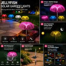 Weather‑Proof Solar Jellyfish Fiber Optic Ground Stake Lights, Fluent 7‑Color Gradient Glowing Ornaments, Aesthetic Ambience Lamp For Garden Lawn Walkway Backyard - Multicolor - View 4